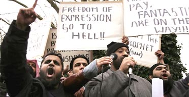 Muslims asserting their religious right to limit everyone's freedom of expression